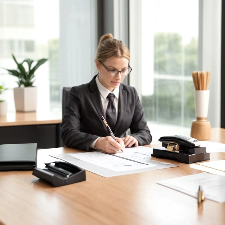 Notary public stamping documents at NoteEOffice